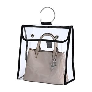 Hanging Handbag Organizer, PVC Purse Storage Bag Dustproof, Space-Saving Handbag Protector with Joinable Design, 4 PCS (Transparent black border, 4PCS (S+M+L+XL))