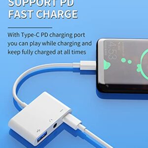 USB C to 3.5mm Headphone and Charger OTG Adapter TypeJack AUX dongle Audio Splitter for Samsung Galaxy LG Power Charging Thunderbolt 3.0 for MacBook Pro/Air4 2020 for ipad Camera Connector Converter