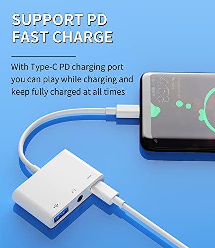 USB C to 3.5mm Headphone and Charger OTG Adapter TypeJack AUX dongle Audio Splitter for Samsung Galaxy LG Power Charging Thunderbolt 3.0 for MacBook Pro/Air4 2020 for ipad Camera Connector Converter