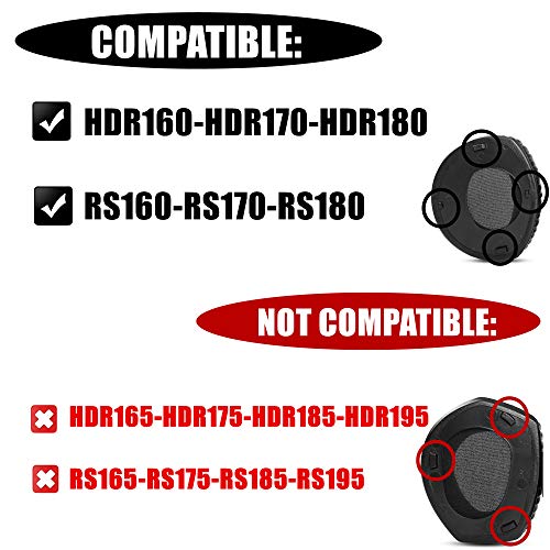 Replacement Earpads Ear Cushion Memory Foam HDR160 HDR170 RS160 RS180 Compatible with Sennheiser HDR160/170/180 RS160/170/180 Wireless Headset Upgrade Protein Leather Ear Covers