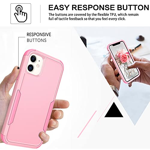 BENTOBEN iPhone 11 Case, Phone Case iPhone 11, Heavy Duty 3 in 1 Full Body Rugged Shockproof Hybrid Hard PC Soft TPU Bumper Drop Protective Girls Women Boy Men Covers for iPhone 11 6.1", Pink Design