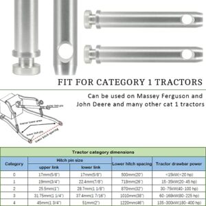 Yoursme S07070200 Cat 1 Top Link Pin Hitch Accessories for Tractors, 5-1/2” – 3/4”, Replace 195589M1, AC339942, 4 Packs