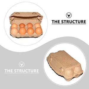 Cabilock 20pcs Egg Cartons Paper Tray Fiber Egg Tray Holder Pulp Egg Containers for Family Farm Market Camping Picnic Travel (Kraft Paper Color)