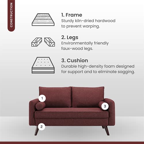 LifeStyle Solutions Calgary Loveseat, 58.7" W x 32.3" D x 32.3" H, Burgundy