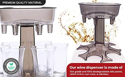 Mixt Shots 6 Shot Glass Dispenser and Holder, Multiple Shot Pourer for Cocktail, Wine and Juice, Party Drink and Beverage Dispenser for Filling Liquids (13x13x12.5 cm, Transparent)