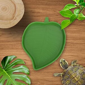 Molain Reptile Leaf Food Water Bowl, 2 Pieces Reptile Leaf Shape Dish Flat Drinking Bowl Water Plate for Turtle Lizards, Hamsters, Snakes 2 Sizes