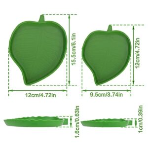 Molain Reptile Leaf Food Water Bowl, 2 Pieces Reptile Leaf Shape Dish Flat Drinking Bowl Water Plate for Turtle Lizards, Hamsters, Snakes 2 Sizes