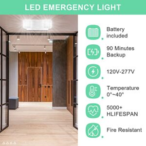 OSTEK LED Emergency Exit Lighting Fixtures with 90 Minutes Long Backup Batteries， US Standard Adjustable Integrated LED Emergency Light，ABS Fire Resistance (1 Pack)