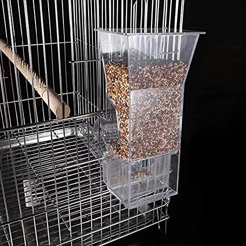 Bird Cage Automatic Feeder,Acrylic High Capacity Bird Food Dispenser Parrot Feeder Cage Accessories for Parakeet Canary Cockatiel Finch