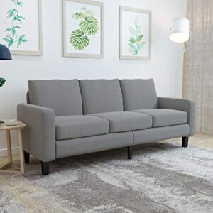 mecor modern upholstered sofa couch w/thick cushion & deep seat mid-century convertible sectional sofa for living room (grey-3 seat)
