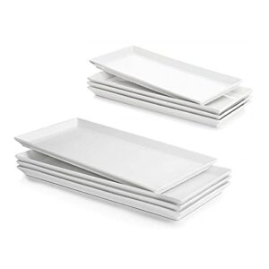 sweese 702.101 rectangular porcelain platters, serving trays for parties - 13.8 inch, set of 4, white