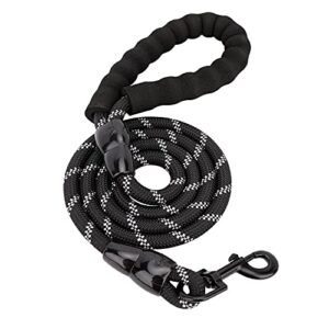 amazon basics 5-foot reflective dog leash with comfortable padded handle, black, for large, medium or small dogs