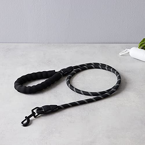 Amazon Basics 5-Foot Reflective Dog Leash with Comfortable Padded Handle, Black, for Large, Medium or Small Dogs