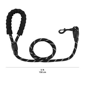 Amazon Basics 5-Foot Reflective Dog Leash with Comfortable Padded Handle, Black, for Large, Medium or Small Dogs