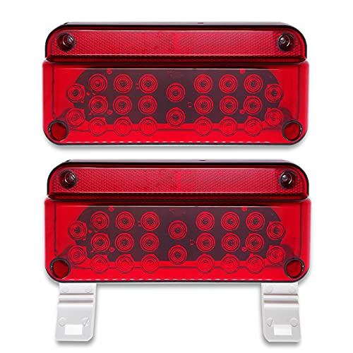 VINAUO LED Trailer Lights, RV Tail Lights LED, RV Brake Lights, RV Tail Lights Brake Stop Turn Trailer Lights, Camper Tail Lights with Red Reflex Surface Mount White Base Brackets Trailer Tail Lights