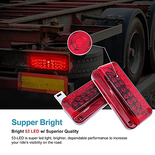 VINAUO LED Trailer Lights, RV Tail Lights LED, RV Brake Lights, RV Tail Lights Brake Stop Turn Trailer Lights, Camper Tail Lights with Red Reflex Surface Mount White Base Brackets Trailer Tail Lights