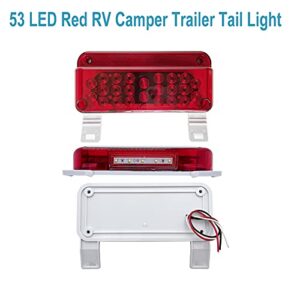 VINAUO LED Trailer Lights, RV Tail Lights LED, RV Brake Lights, RV Tail Lights Brake Stop Turn Trailer Lights, Camper Tail Lights with Red Reflex Surface Mount White Base Brackets Trailer Tail Lights