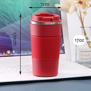 17oz Stainless Steel Vacuum Insulated Coffee Travel Mug for Ice Drink & Hot Beverage, Double Wall Travel Tumbler Cups with Spill Proof Lid, Car Thermos Gift for Men and Women (RED)