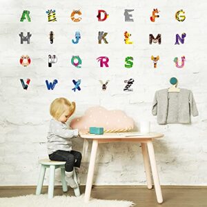 BeYumi 52Pcs Animal Alphabet Cutouts ABC Letters Learning Cards Educational Materials Home Preschool Classroom Decoration Bulletin Board Displays Wall Decals Stickers for Toddler Kids