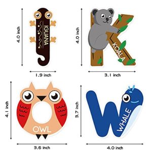 BeYumi 52Pcs Animal Alphabet Cutouts ABC Letters Learning Cards Educational Materials Home Preschool Classroom Decoration Bulletin Board Displays Wall Decals Stickers for Toddler Kids