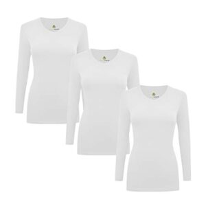 natural uniforms women's under scrub tee v-neck long sleeve t-shirt-3-pack (large, white)
