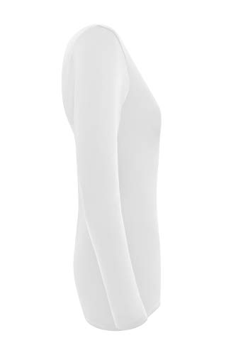 Natural Uniforms Women's Under Scrub Tee V-Neck Long Sleeve T-Shirt-3-Pack (Large, White)