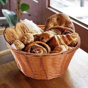 Yesland 12 Pack Plastic Round Basket Small Gift Baskets - 7 Inch Woven Bread Roll and Food Serving Baskets - Food Storage Basket Bin for Kitchen, Restaurant, Centerpiece Display, Christmas Gifts