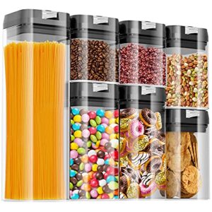 Airtight Food Storage Containers Set , Kitchen & Pantry Organization - BPA Free Plastic Dry Food Storage Containers With Easy Lock Lids - Stackable Sugar, Flour & Cereal Canisters With Labels & Marker