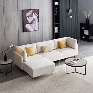 fomgeely modern linen sectional sofa, l-shaped couch with chaise, convertible sofa couch, wide armrest, small for space apartment, beige (orw247s00162-10082-2033128931)
