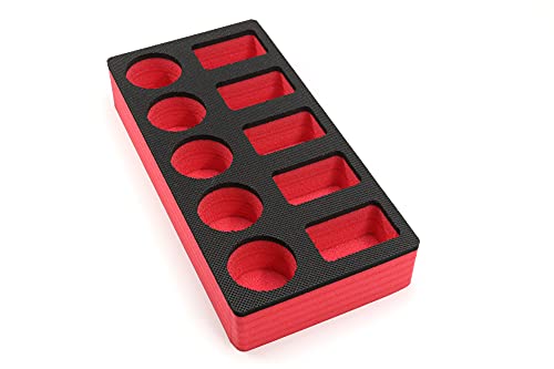 Polar Whale 2 Lotion and Body Spray Stand Organizers Tray Red Black Durable Foam Washable Waterproof Insert for Home Bathroom Bedroom Office 12 x 6 x 2 Inches 10 Slots 2pc Pair Set