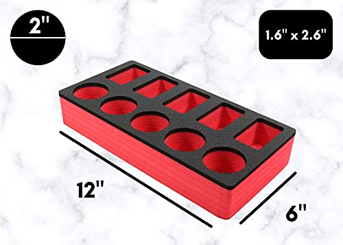 Polar Whale 2 Lotion and Body Spray Stand Organizers Tray Red Black Durable Foam Washable Waterproof Insert for Home Bathroom Bedroom Office 12 x 6 x 2 Inches 10 Slots 2pc Pair Set