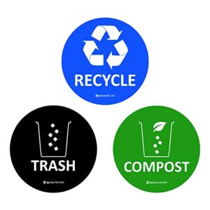 IGNIXIA Trash Recycle Compost Stickers to Organize Trash- Premium Vinyl Sticker for Trash Can, Compost Bin, Recycle Bin- (Pack of 6) for Metal Trash Can or Plastic Trash Can-Home