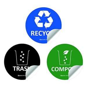 IGNIXIA Trash Recycle Compost Stickers to Organize Trash- Premium Vinyl Sticker for Trash Can, Compost Bin, Recycle Bin- (Pack of 6) for Metal Trash Can or Plastic Trash Can-Home