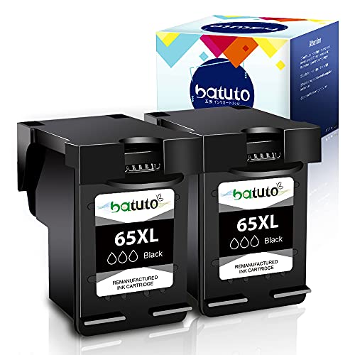 65 Ink Cartridges Black Combo Pack Ink Cartridge Replacement for HP 65 Black Ink Cartridge for DeskJet 3755 2655 3700 3720 3730 3735 2622 2624 2652 Envy 5055 5052 5058 for HP Ink 65(2Black)