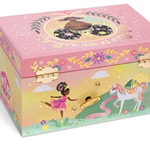 Jewelkeeper Girl's Musical Jewelry Storage Box with Pullout Drawer and Black Ballerina, Little Queen Design, Swan Lake Tune