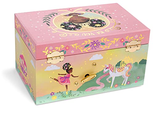 Jewelkeeper Girl's Musical Jewelry Storage Box with Pullout Drawer and Black Ballerina, Little Queen Design, Swan Lake Tune