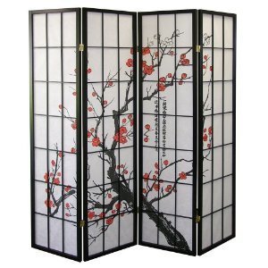 select plum blossom color and panel 3 to 8 room divider (black, 4)