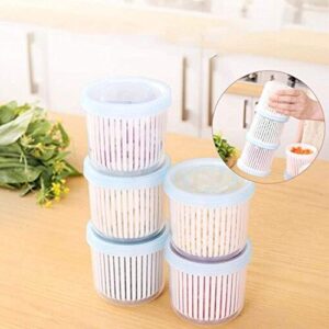 ZJGY 4 Pcs Stackable Double Layer Vegetables Sealed Keeper, Vegetable Storage Box with Filter,Drain Fresh Box,refrigerator Food Fresh Box with Drain Basket