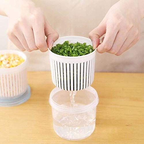 ZJGY 4 Pcs Stackable Double Layer Vegetables Sealed Keeper, Vegetable Storage Box with Filter,Drain Fresh Box,refrigerator Food Fresh Box with Drain Basket