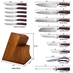 Knife Set 16-Piece Kitchen Knife Set With Wooden Block, Germany High Carbon Stainless Steel Professional Chef Knife Block Set, Ultra Sharp, Forged