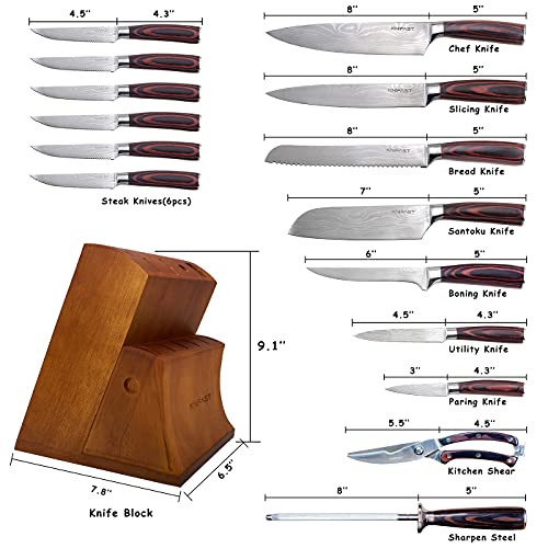 Knife Set 16-Piece Kitchen Knife Set With Wooden Block, Germany High Carbon Stainless Steel Professional Chef Knife Block Set, Ultra Sharp, Forged