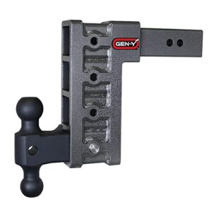 gen-y gh-614 mega-duty adjustable 9" drop hitch with gh-061 dual-ball for 2.5" receiver - 21,000 lb towing capacity - 3,000 lb tongue weight