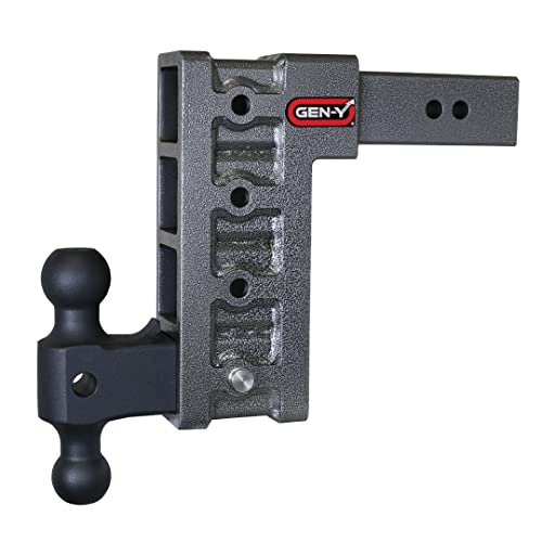 GEN-Y GH-614 MEGA-Duty Adjustable 9" Drop Hitch with GH-061 Dual-Ball for 2.5" Receiver - 21,000 LB Towing Capacity - 3,000 LB Tongue Weight