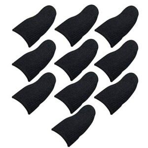 garneck black finger sleeve mobile game controller finger sleeve touch screen finger cot anti sweat thumb fingers protector for mobile phone games 10pcs