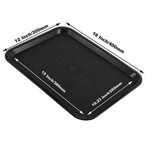SHEUTSAN 8 Packs 16 x 12 Inches Plastic Fast Food Trays, Non-Slip Rectangular Restaurant Cafeteria Serving Trays, Sturdy Black Storage Trays Food Service Trays, for Household and Business Use