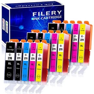 filery 15-pack compatible ink cartridge replacement for canon pgi-270xl cli-271xl ink 270xl 271xl used for pixma mg7720 mg5720 mg6820 ts8020 ts9020 ts6020 mg6821 mg5721 mg5722 mg6822 ts5020 printer