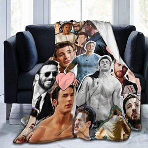 chris evans gifts for women throw blankets baby warm ,for sofa, bed,living room, durable home decor flannel blanket for adult and kids (80"x60")
