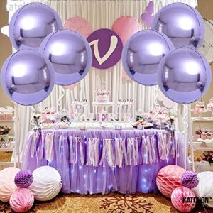 KatchOn, Big Purple Foil Balloons - 22 Inch, Pack of 6 | 360 Degree 4d Metallic Purple Balloons | Lavender Balloons, Lavender Party Decorations | Purple Mylar Balloons for Purple Birthday Decorations