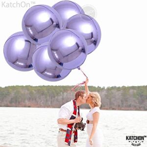 KatchOn, Big Purple Foil Balloons - 22 Inch, Pack of 6 | 360 Degree 4d Metallic Purple Balloons | Lavender Balloons, Lavender Party Decorations | Purple Mylar Balloons for Purple Birthday Decorations