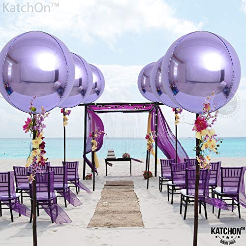 KatchOn, Big Purple Foil Balloons - 22 Inch, Pack of 6 | 360 Degree 4d Metallic Purple Balloons | Lavender Balloons, Lavender Party Decorations | Purple Mylar Balloons for Purple Birthday Decorations